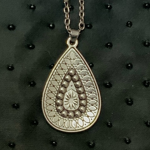 Boho Teardrop Necklace Multicolored Pendant Beaded Silver Native American - Picture 3 of 10